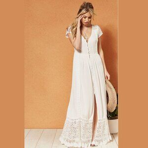 Band of Gypsies Bermuda White Lace Maxi Dress